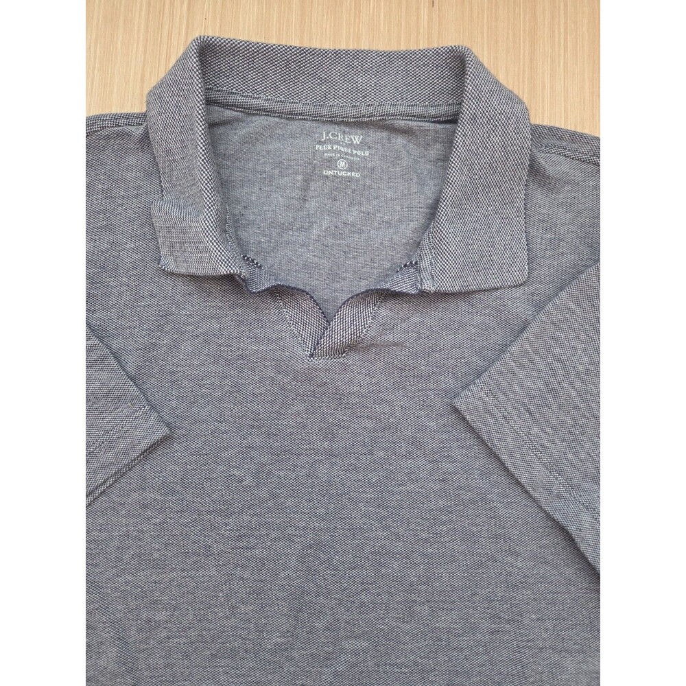 J. Crew Flex Pique Polo Untucked Short Sleeve Gray Collared No Button Medium